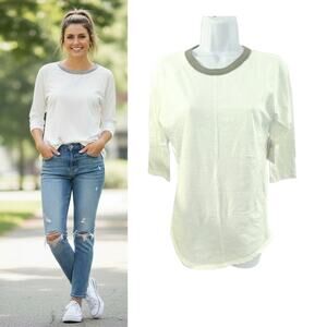 LuLaRoe Randy Tee Women's XS White Gray Raglan Baseball T-Shirt 3/4 Sleeve NWT